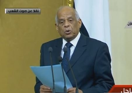 علي عبدالعال أثناء إلقاء كلمته أمام الرئيس السيسي